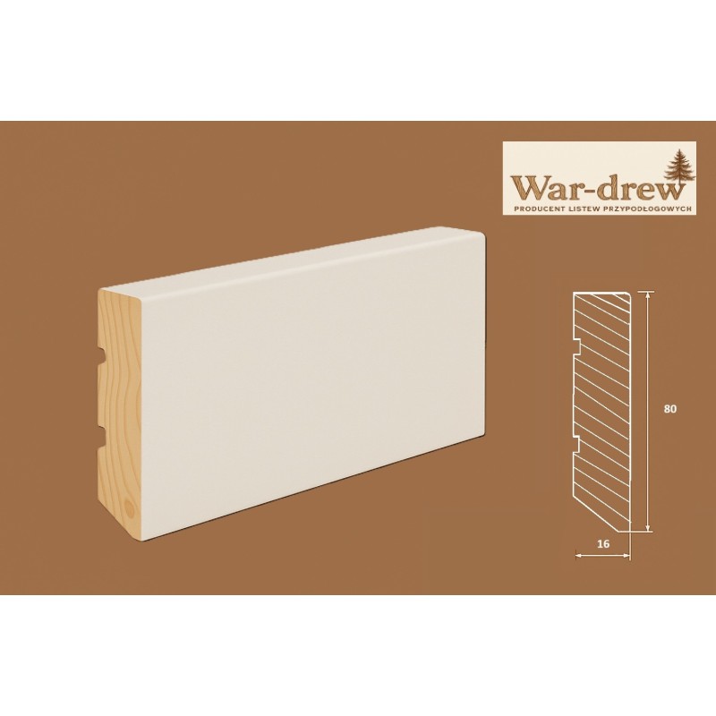 Cokół listwa sosnowa lakierowana biała 80mm x 16mm r.5