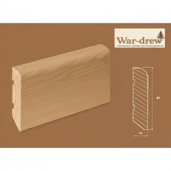 Cokół listwa sosnowa fornirowana naturalną okleiną dębową lakierowana 80mm x 16mm r.10